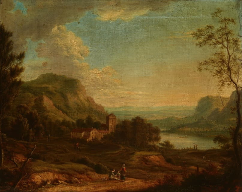 Johann Christian Vollerdt - Landscape with a Genre Scene