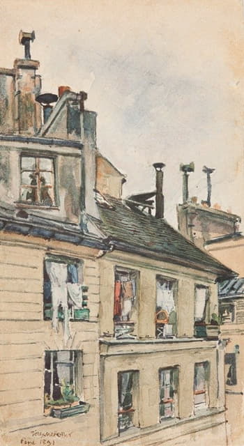 从Józef Mehoffer和Stanisław Wyspiański在巴黎的工作室的窗口观看