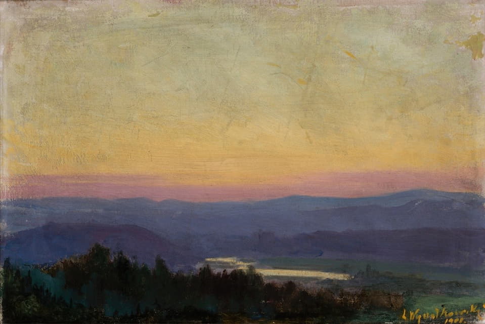 Leon Wyczółkowski - The Vistula near Tyniec at Sunset