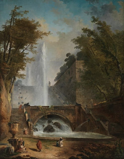 Hubert Robert - Stair and Fountain in the Park of a Roman Villa