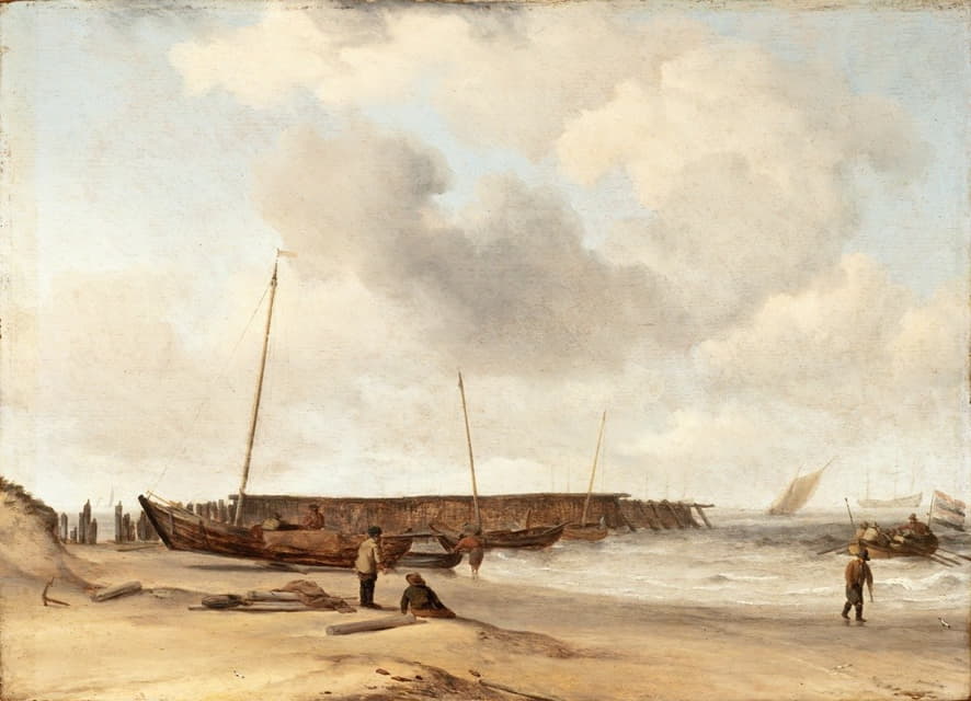 Willem van de Velde the Younger - Beach with a Weyschuit Pulled up on Shore