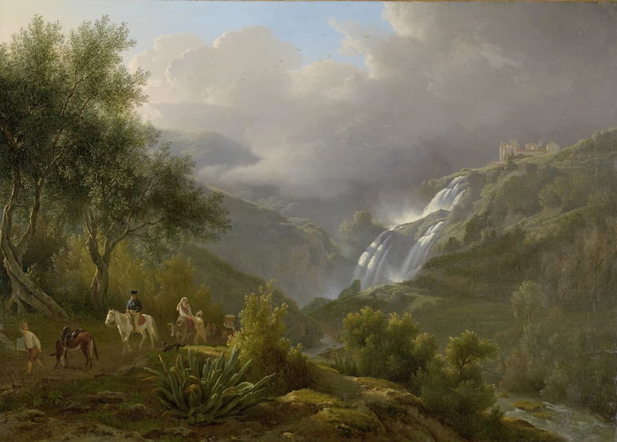 Abraham Teerlink - The Cascades at Tivoli, with a Storm Approaching