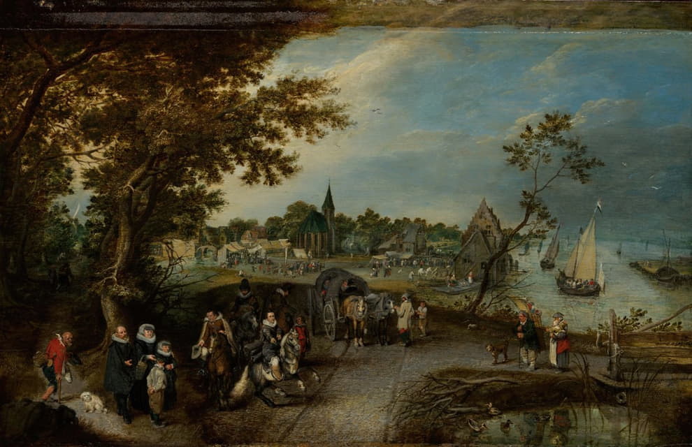 Adriaen Pietersz. Van De Venne - Landscape with Figures and a Village Fair (Village Kermesse)