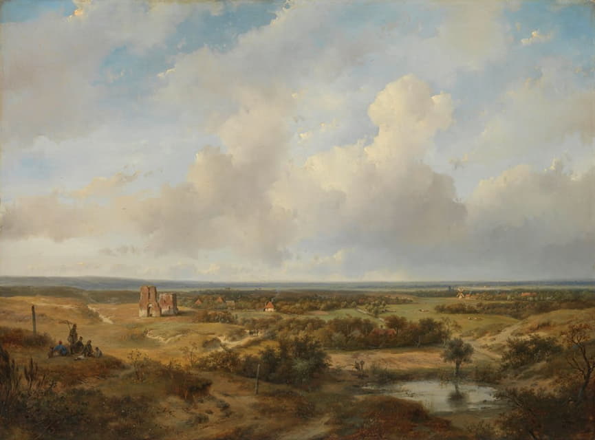 Andreas Schelfhout - View of the Dunes with the Ruins of Brederode Castle near Santpoort