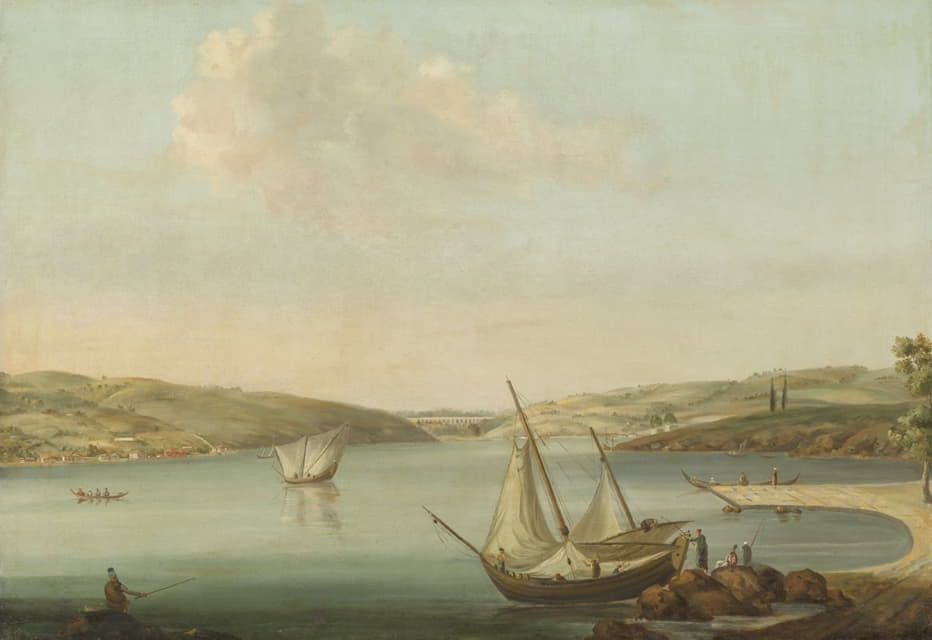 Antoine van der Steen - View of the Bosporus, taken from the Height of Beykoz to the northwest, with the Aqueduct of Justinian in the background