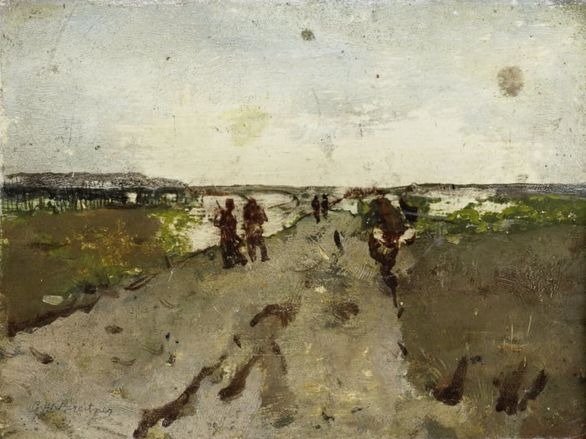 George Hendrik Breitner - Landscape near Waalsdorp, with Soldiers on Maneuver