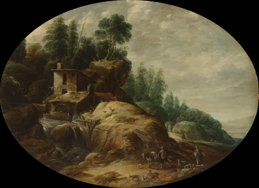 Gillis Peeters the Elder - Watermill by a Wooded Outcrop