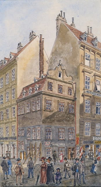 Gustav Korompay - Der Salzgries in Wien (Ecke Tiefer Graben)