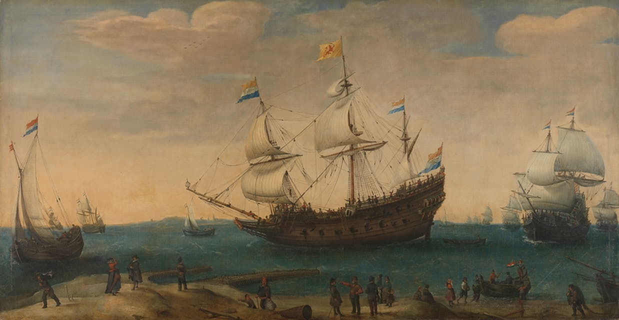 Hendrik Cornelisz. Vroom - A number of East Indiamen off the Coast (The Mauritius and other East Indiamen Sailing out of the Marsdiep)