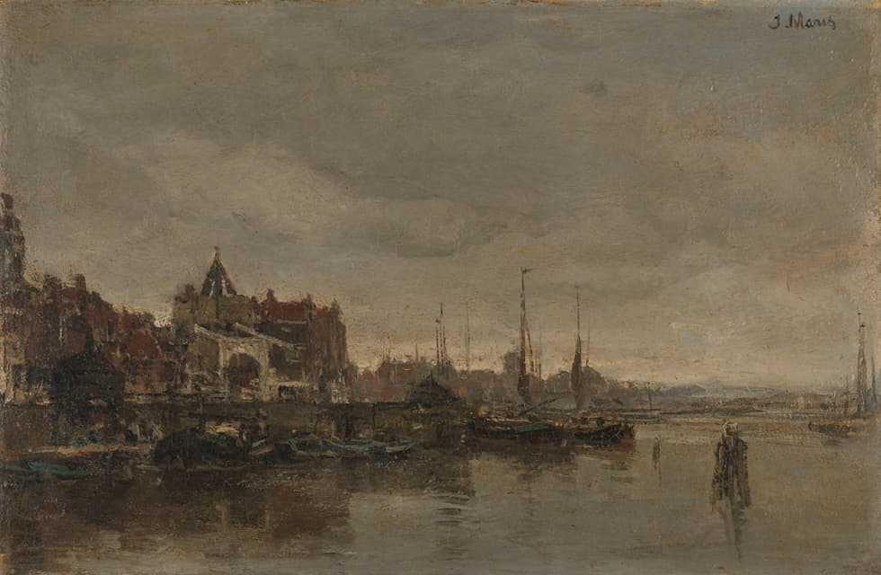 Jacob Maris - De Schreierstoren met de brug over de Gelderse Kade te Amsterdam
