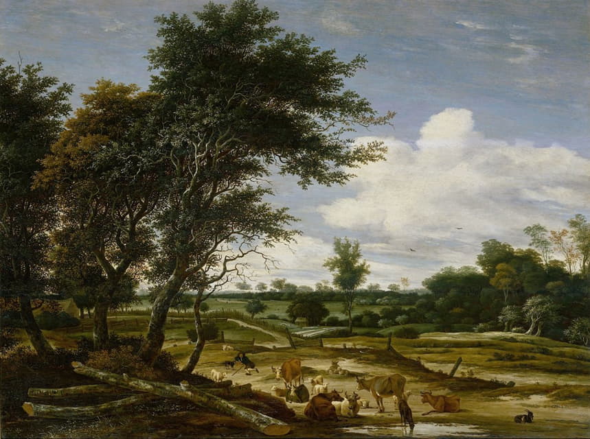 Jacob Salomonsz. van Ruysdael - Landscape with herdsmen and cattle