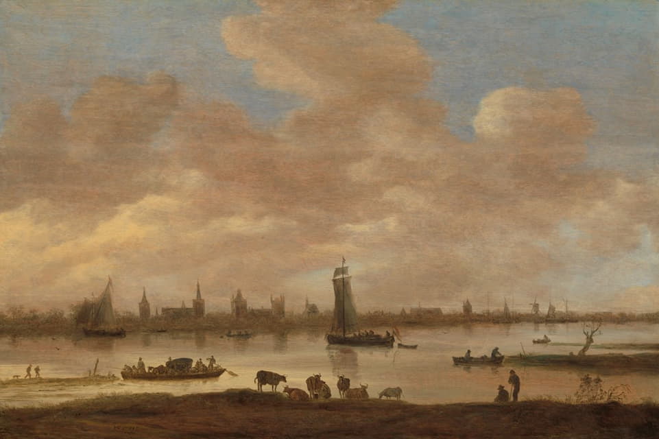 Jan van Goyen - View of an Imaginary Town across a River, with the Tower of Saint Pol in Vianen