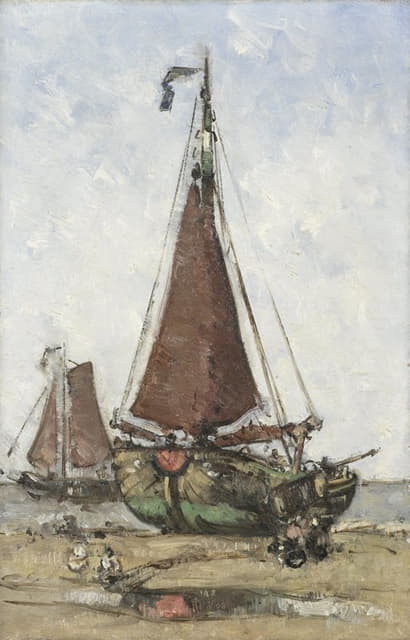 Joannes Barnardus Antonius Maria Westerwoudt - Bluff-bowed Fishing Boat on the Beach