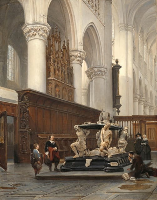 Johannes Bosboom - The Choir of the O.L.-Vrouwekerk in Breda with the Tomb of Engelbert II of Nassau