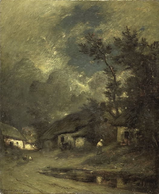 Jules Dupré - A Village by Night