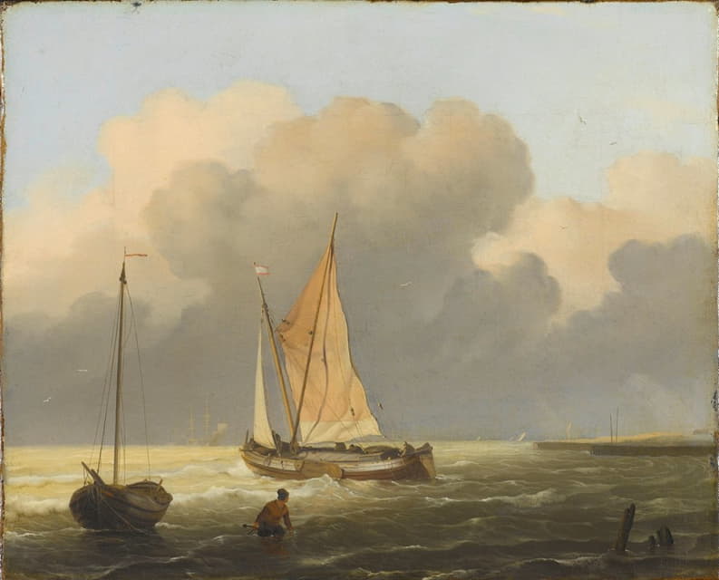 Ludolf Bakhuysen - Sea off the Coast, with Spritsail Barge