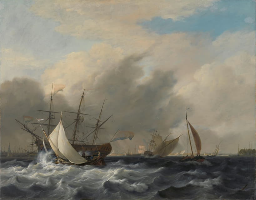 海军的战士“阿姆斯特丹”号在威斯特拉格岛附近的阿姆斯特丹