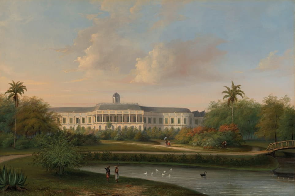 1834年10月10日地震前Buitenzorg宫殿的后视图