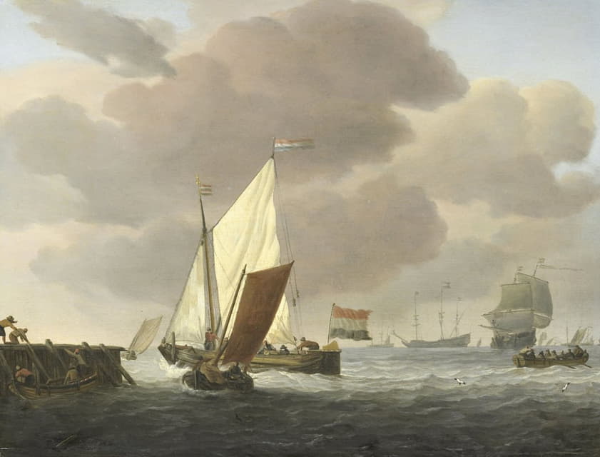 Willem van de Velde the Younger - Ships near the Coast in windy Weather