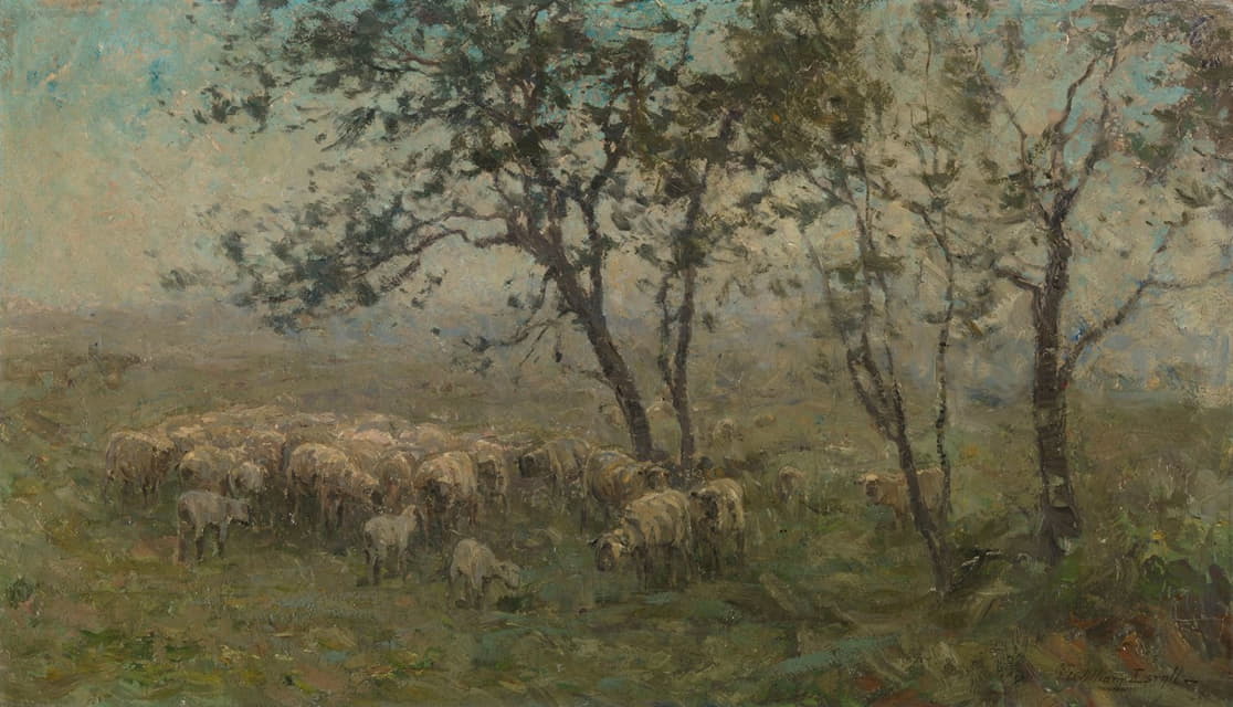 William Charles Estall - A Flock of Sheep