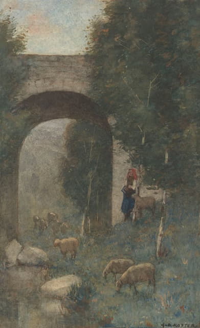 牧羊人，在高架桥旁