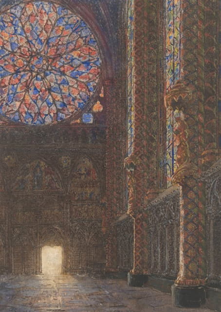 Daniël Jordens - Interieur van de Sainte Chapelle, naar de ingang te zien
