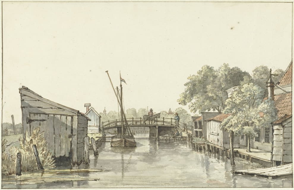 Gerrit Lamberts - Gezicht van de Ringdijk op de Schulpbrug, ziende naar de Utrechtse zijde van de Amstel
