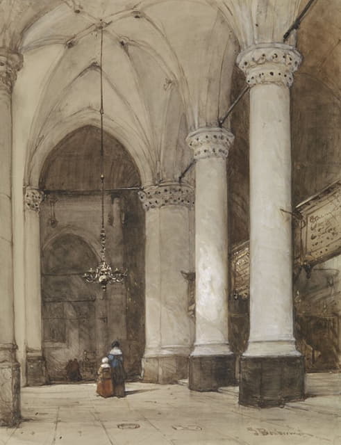 Johannes Bosboom - Southern aisle of the Great Church at The Hague