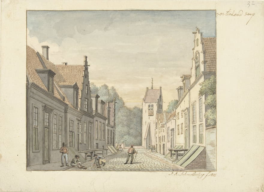 Joseph Adolf Schmetterling - Straat in het dorp Oosterland op Duiveland