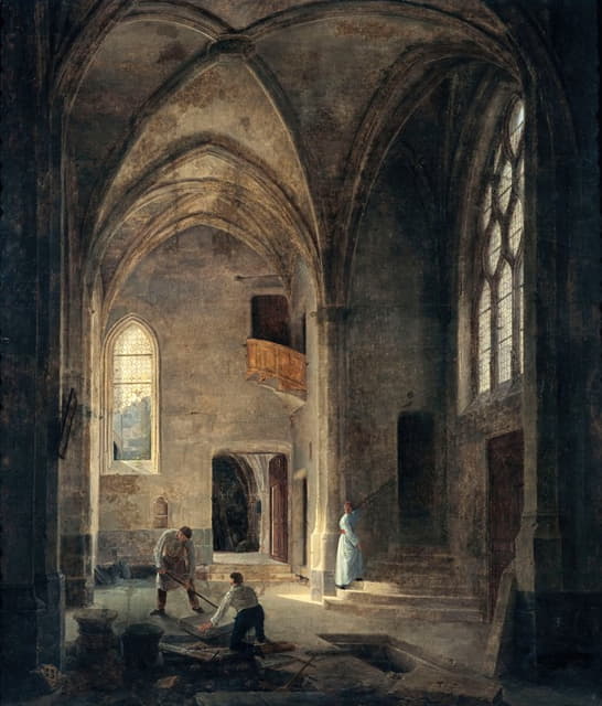 Louis Courtin - Vue intérieure de l’église Saint-Benoît-le-Bestouné; la chapelle Saint-Pierre ou de la Tournelle