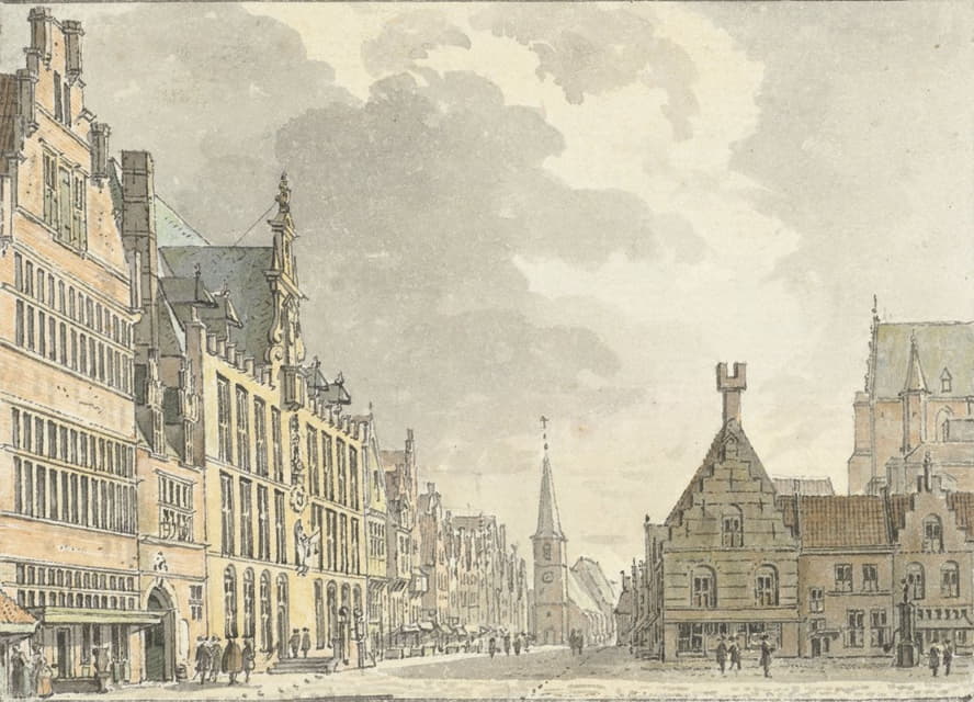 Abraham de Haen II - Stadhuis en Markt te Bergen op Zoom