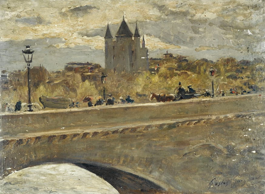Alexandre Gaston Guignard - La tour du Temple reconstituée pour l’Exposition de 1889, vue du pont d’Iéna