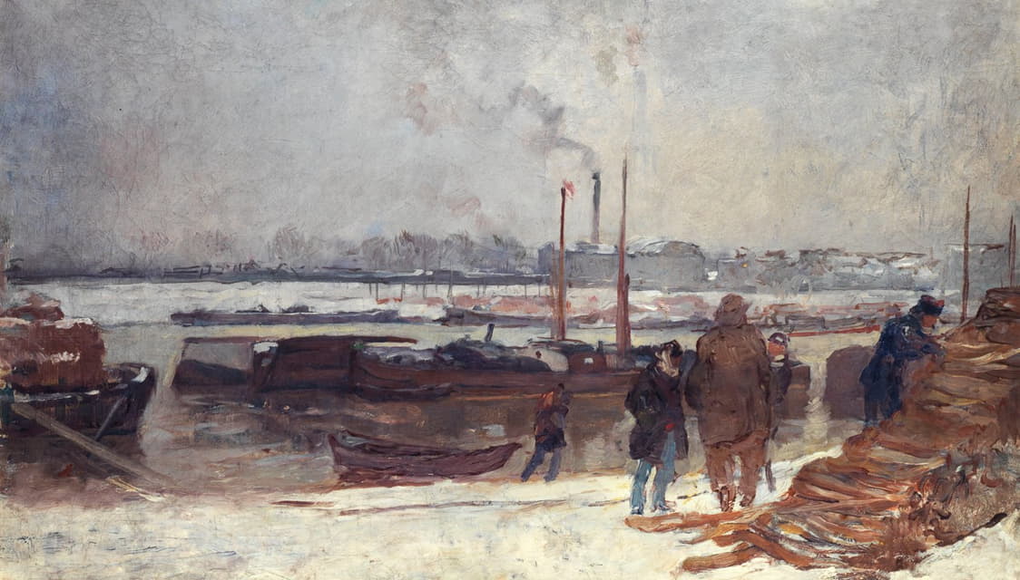 Auguste Louis Lepère - La Seine, au quai d’Austerlitz, effet de neige