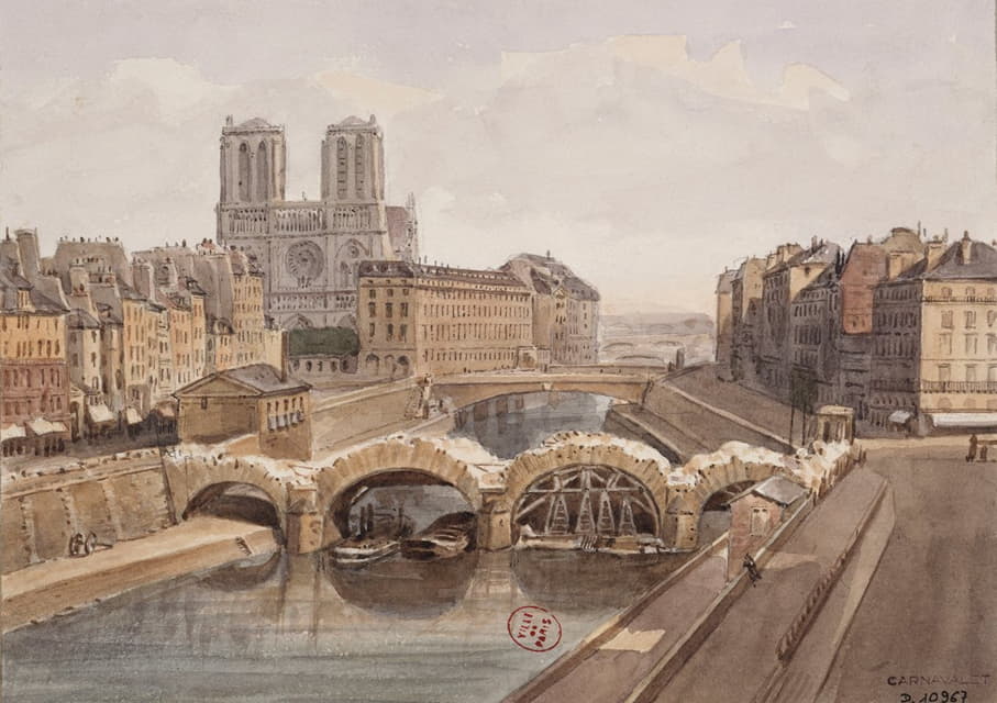 Auguste-Sébastien Bénard - Démolition du Pont Saint Michel.