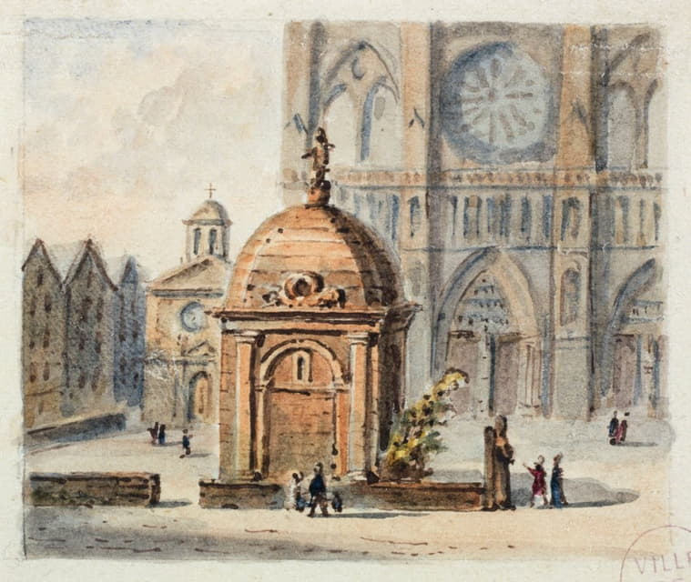 Auguste-Sébastien Bénard - Le parvis de Notre-Dame de Paris