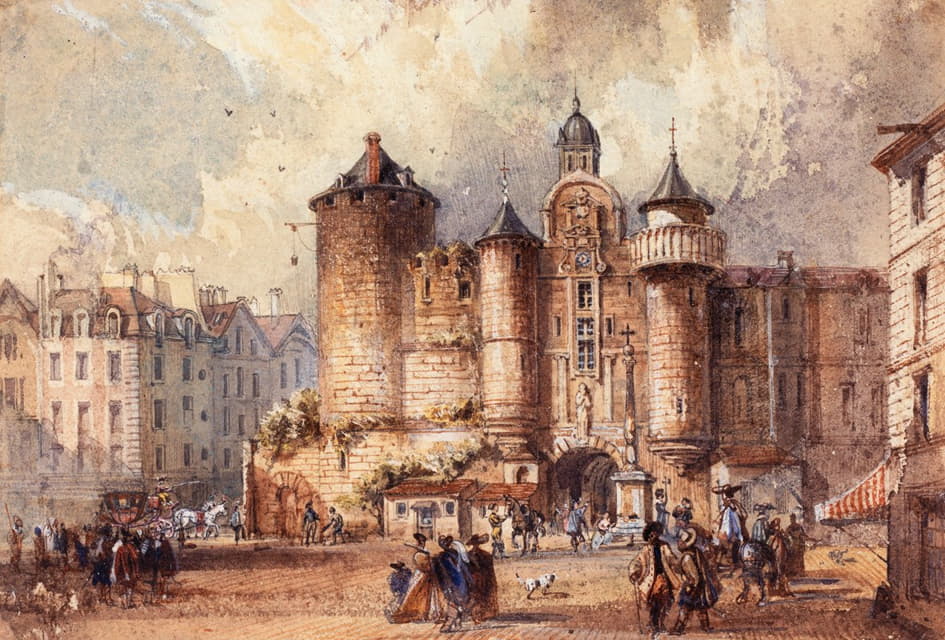 Auguste-Sébastien Bénard - L’entrée de l’ancienne forteresse du Grand Châtelet, un jour de Carnaval