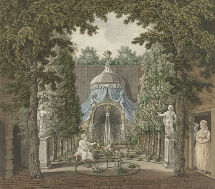 Barend Hendrik Thier - Theatre Scene in a City Garden