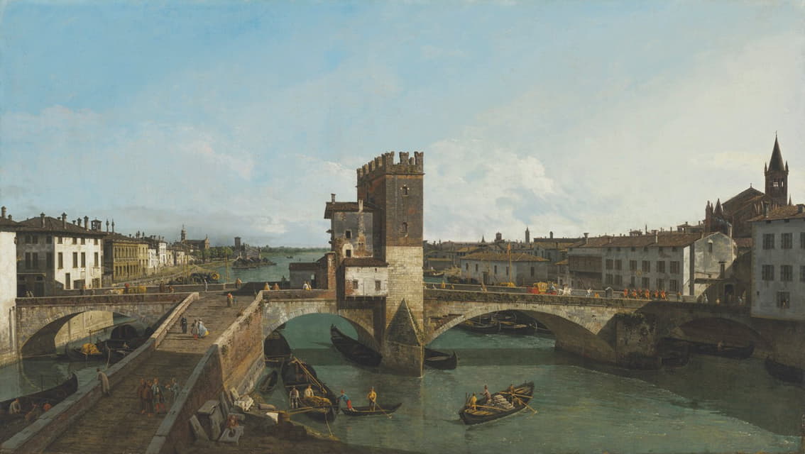 Bernardo Bellotto - View of Verona with the Ponte delle Navi