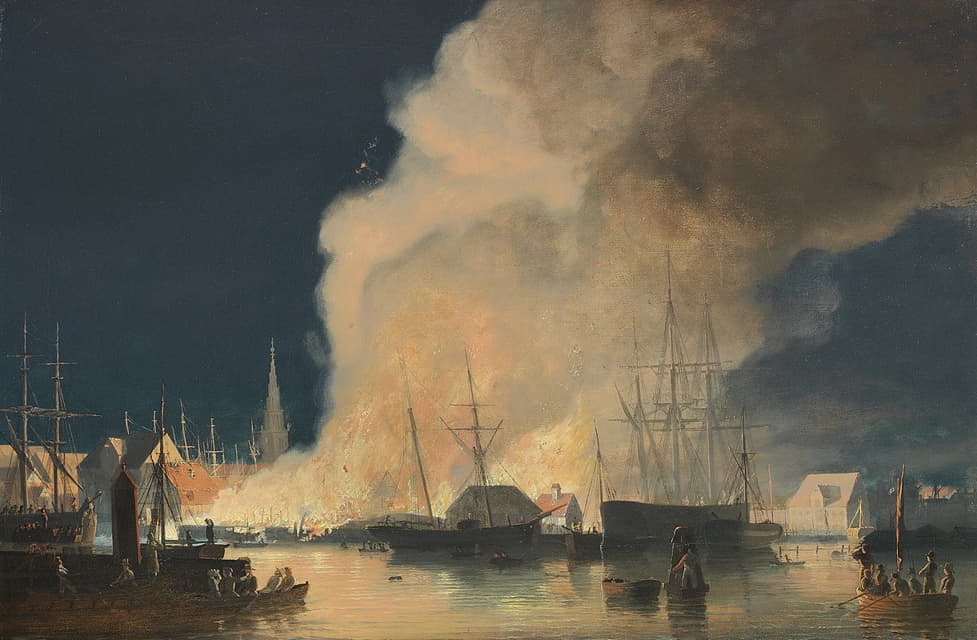 哥本哈根港口的夜火