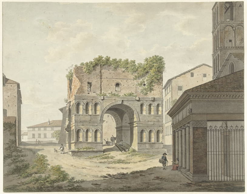 Daniël Dupré - De boog van Janus quadrifons en een deel van de S. Giorgio in Velabro te Rome