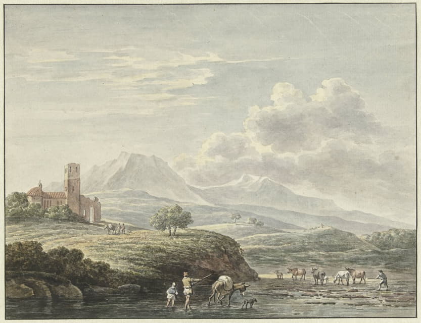 Daniël Dupré - Italiaans landschap, after Karel du Jardin, 1761 – 1800