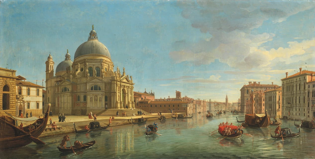 从大运河入口观看威尼斯圣玛丽亚·德拉·萨雷特