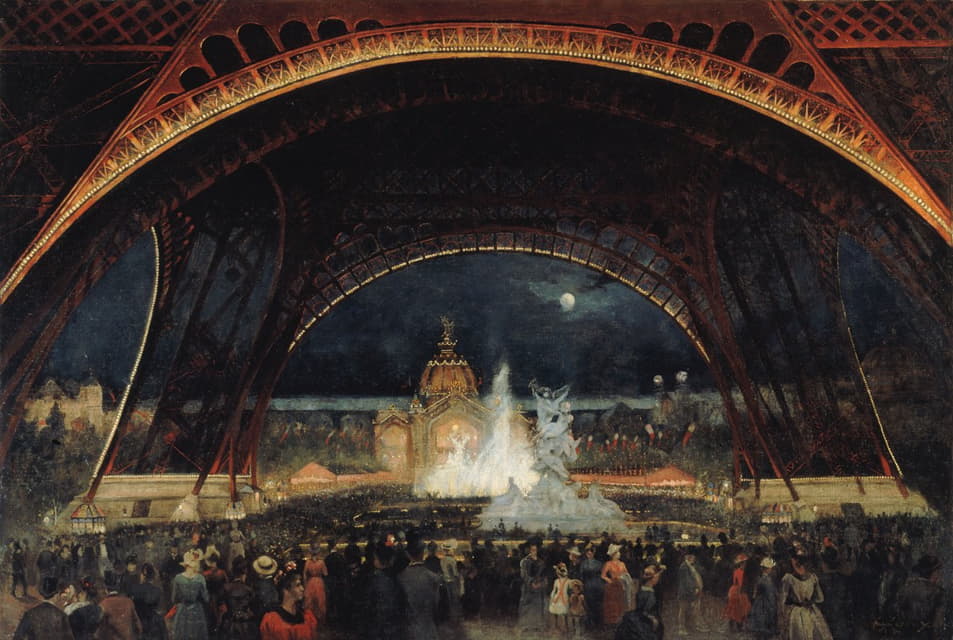 1889年埃菲尔铁塔下的世博会夜宴