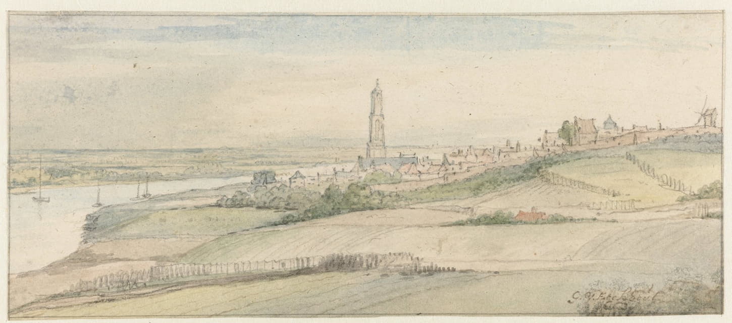 Gerbrand van den Eeckhout - View of Rhenen and the Rhine from the East