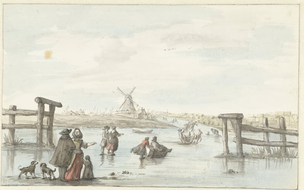 Gerrit Grasdorp - Wintergezicht op het Zwarte Water bij Zwolle