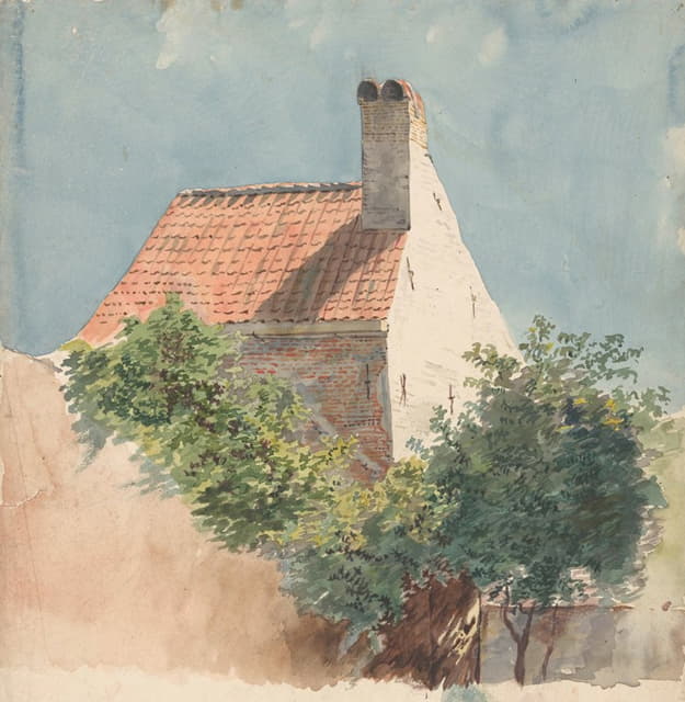 Hendrik van der Burgh - Studie van een huis van baksteen