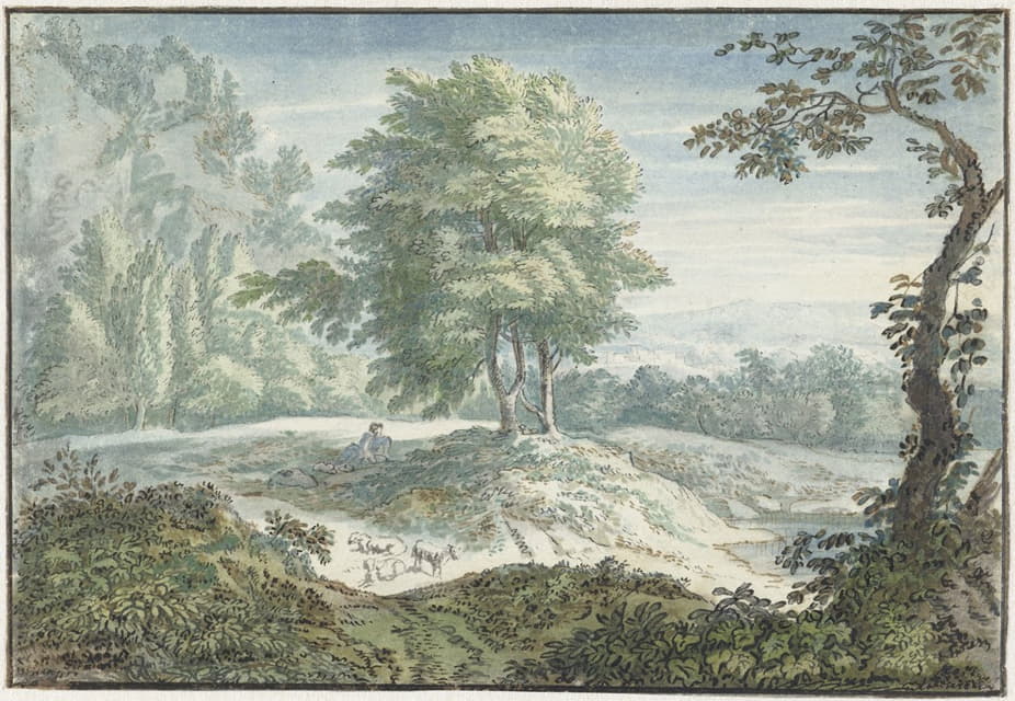 Jacob van Liender - Landschap met schapen