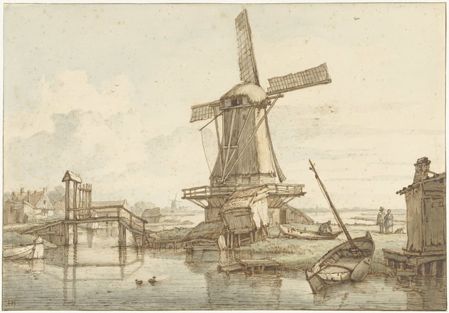 Jan Hulswit - Landschap met windmolen