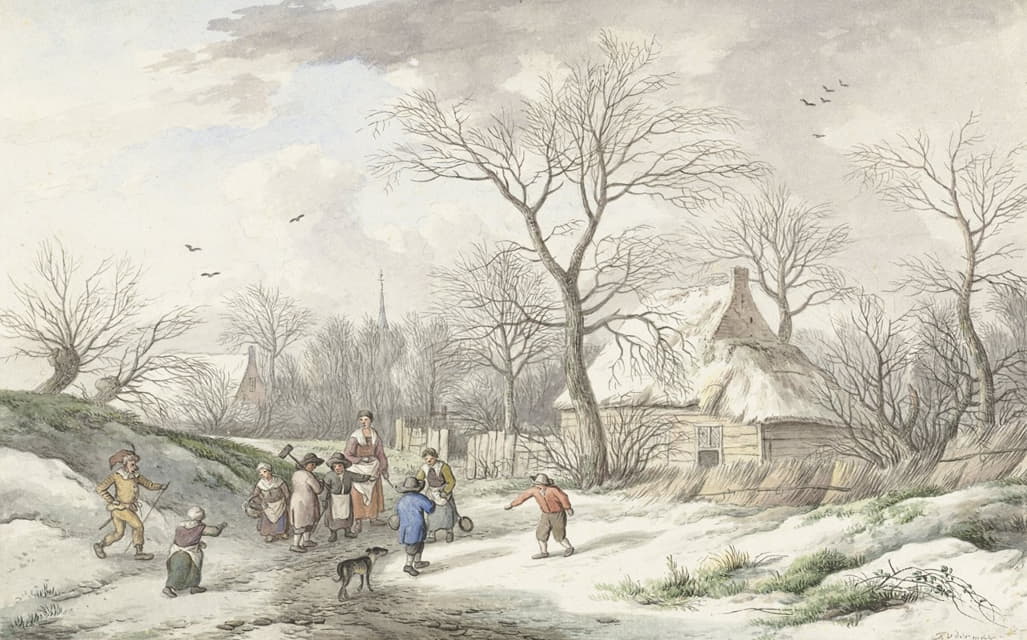 Jan van der Meer the Younger - Winter; Assembling for Shrove Tuesday