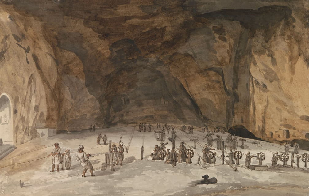 Abraham-Louis-Rodolphe Ducros - Interieur van grot Santa Maria Capella